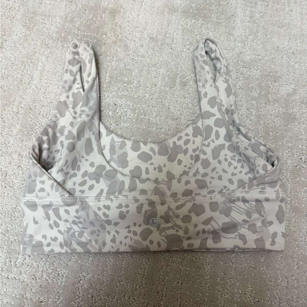 Gray and White Patterned Sports Bra